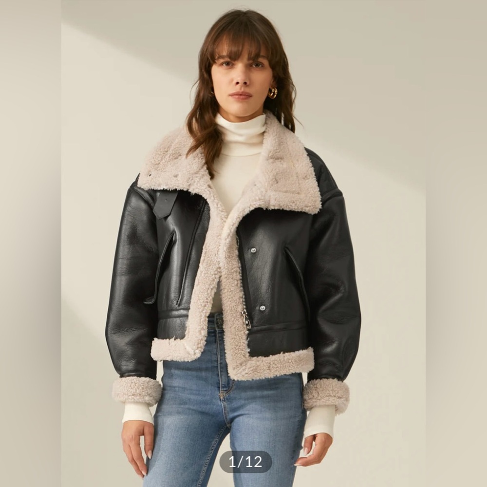 Sherpa Lined Shearling Leather Flight Jacket